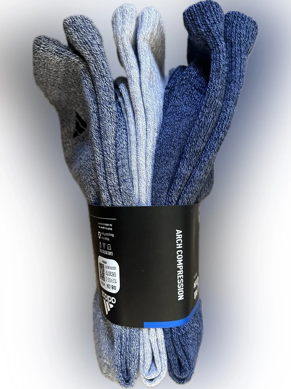 adidas Men's Cushioned Crew Socks - Blue & Gray Mix (6 Pack)